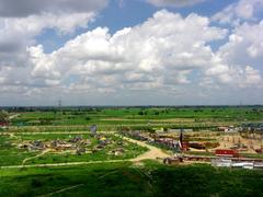 Sprawling construction work in Noida, Uttar Pradesh on previously agricultural land