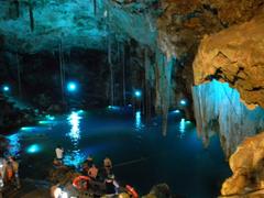 Cenote Dzitnup underground cave with natural ceiling hole