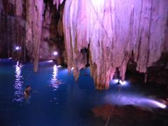 Cenote Dzitnup with a hole in the ceiling