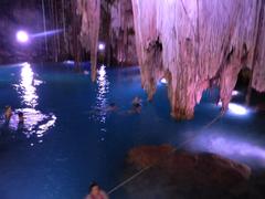 Cenote Dzitnup with a hole in the ceiling