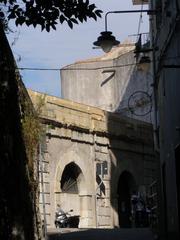 Porta Siberia in Genoa viewed from Via del Molo