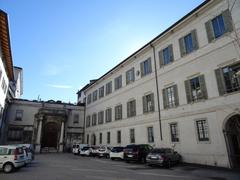 Inner courtyard of buildings annexed to Palazzo Thun in Trento, Italy