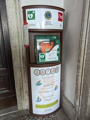 AED defibrillator at Palazzo Thun in Trento, Italy