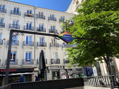 Entry to Chueca metro station in Madrid with LGBTQ+ colors