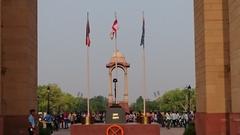 Amar Jawan Jyoti with hoisted Indian Armed Forces flags