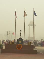 Amar Jawan memorial with an eternal flame in New Delhi