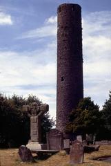 High cross and round tower in Kells, County Meath