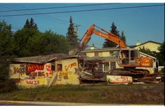 House destroyed by an excavator in Invermere, British Columbia