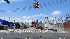 West view of Vernon Boulevard bridge entrance on a sunny day