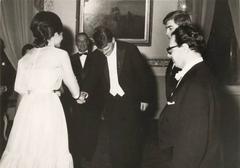 Farah Diba shaking hands with Bernhard Braunholz in Tehran, 1965