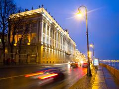 Saint Petersburg cityscape featuring iconic landmarks and the Neva River