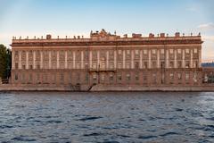 Sunset on Neva with Marble Palace in Saint Petersburg, Russia