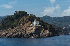 Portofino lighthouse during sunset