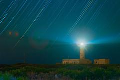 Star trail at Plemmirio with Capo Murro di Porco's lighthouse