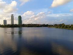 Diyawanna Lake with high-rise apartment buildings