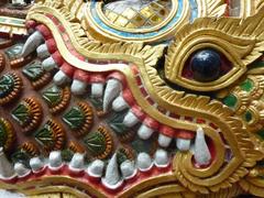 Makara disgorging a Naga sculpture at Wat Ku Tao in Chiang Mai