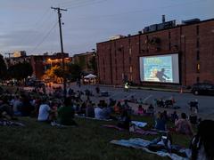 Outdoor movie screening during Flicks from the Hill summer 2018 series