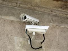 surveillance cameras on a public street in Cognac, France