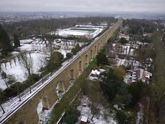 Aerial winter view of Louveciennes Aqueduct