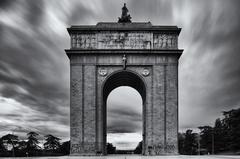 Victory Arch in Madrid black and white