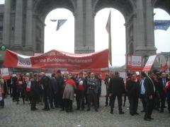 Anti-austerity protest in Parc du Cinquantenaire, Brussels on September 29, 2010