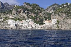 Aerial view of Atrani and Torre dello Ziro