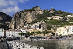 Amalfi coast with Torre delle Ziro on the hill