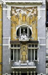 Façade detail of Cauchie House in Etterbeek, Brussels