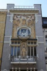 Facade of Huis Cauchie with intricate Art Nouveau architectural details