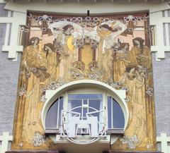 Detail of sgraffito on the second floor of Maison Cauchie in Etterbeek, Brussels, 1905