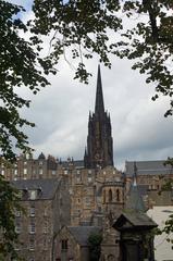 Greyfriars Graveyard in Edinburgh with tombstones and old trees