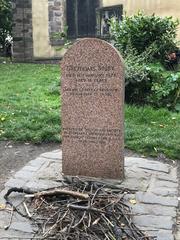 View of Greyfriars Graveyard in Edinburgh with old tombstones and historic architecture