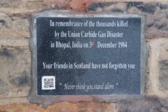 Bhopal disaster plaque in Greyfriars Kirkyard, Edinburgh