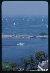 View of Lake Geneva with the Pâquis Pier in the foreground