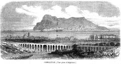 1862 engraving of Gibraltar viewed from Algeciras