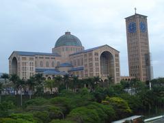 Panoramic view of Aparecida, Brazil, with the Basílica of the National Shrine of Our Lady of Aparecida in the background