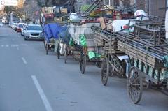 Traditional selling carts in Barrio Yungay, Santiago, Chile