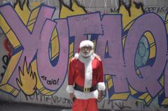 Santa Claus walking in Santiago after October 2019 civic uprising