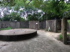 Ruins of Pinewood Battery on a cloudy day