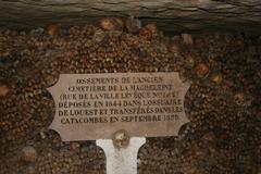 Entrance to Catacombs of Paris with skull and bones alignment