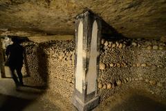 Catacombs of Paris underground ossuaries with remains of six million people