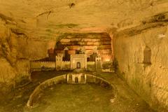 The Catacombs of Paris ossuary with skulls and bones