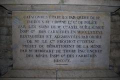 foundation plaque of the Catacombs of Paris