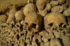 Catacombs of Paris ossuary with remains of six million people