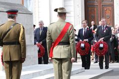 Foreign Office Minister Hugo Swire marks ANZAC Day at the Cenotaph in London