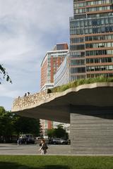 Irish Hunger Memorial surrounded by high-rise residential buildings in Battery Park City