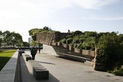 Irish Hunger Memorial with Hudson River in the background