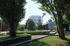 Gasometer behind Enzauenpark in Pforzheim