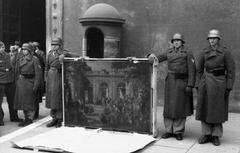 German soldiers posing with artwork in Rome during WWII