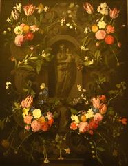 Madonna and Child within a garland of flowers by Daniel Seghers, 17th century